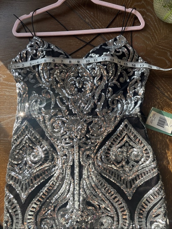 B. smart Black & Silver Sequins Strappy Party mini Dress - Picture 15 of 16